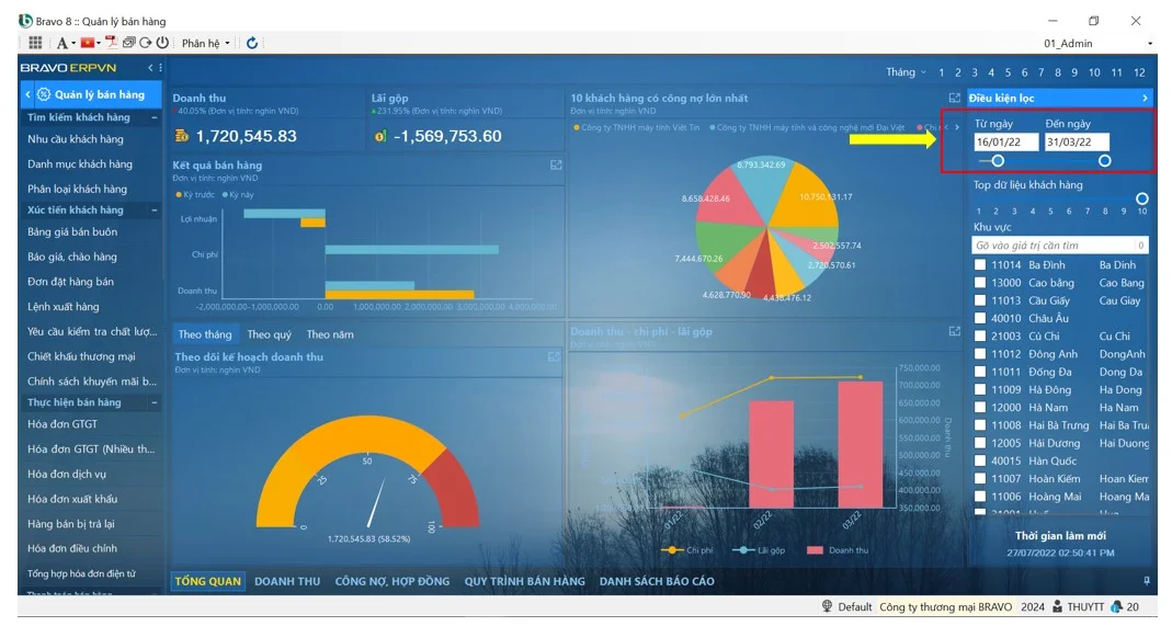 Tham số dạng ngày tháng năm hoặc số Tham số dạng ngày tháng năm hoặc số trên giao diện phần mềm ERP